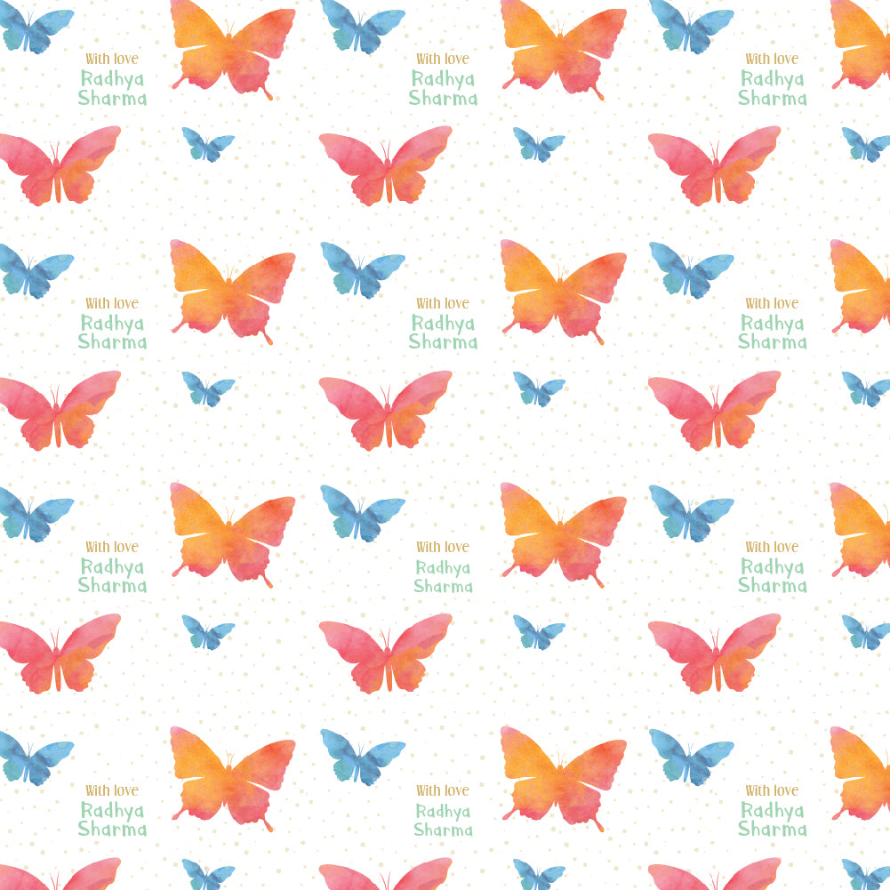 Personalised Wrapping Paper 19 x 26.5" - Butterfly, Set of 10