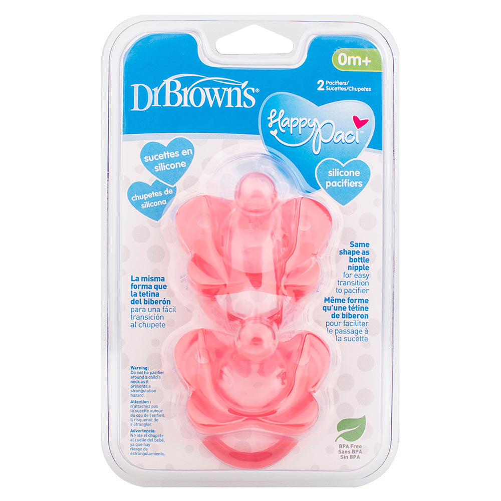 Dr. Brown's Happy Paci Silicone Two-Piece Soother, 0-6m - Pink