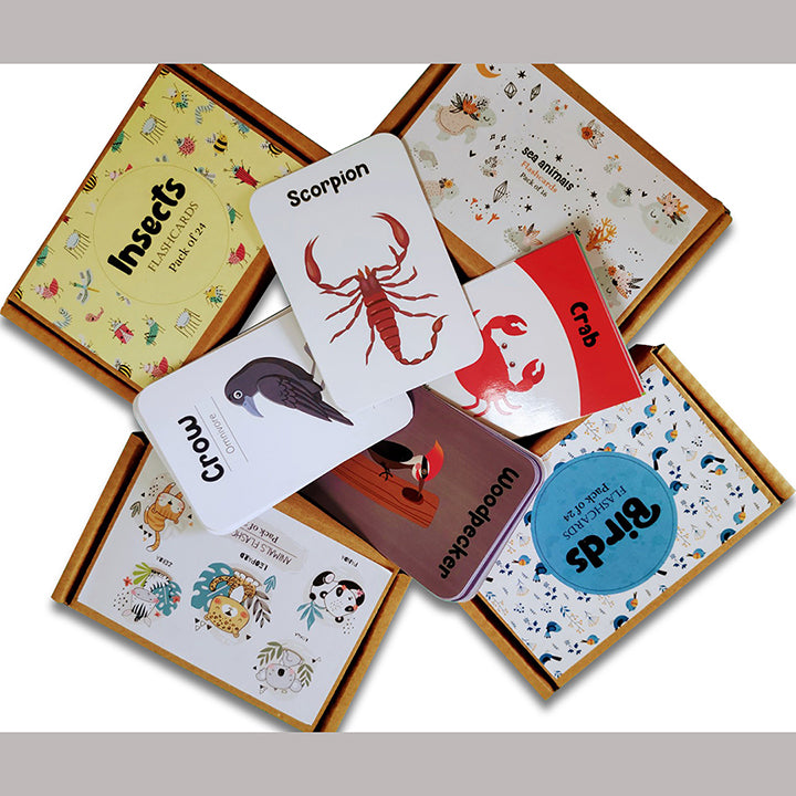 Animal World Combo Flashcards ( Animals, Birds, Insects And Sea Animals)